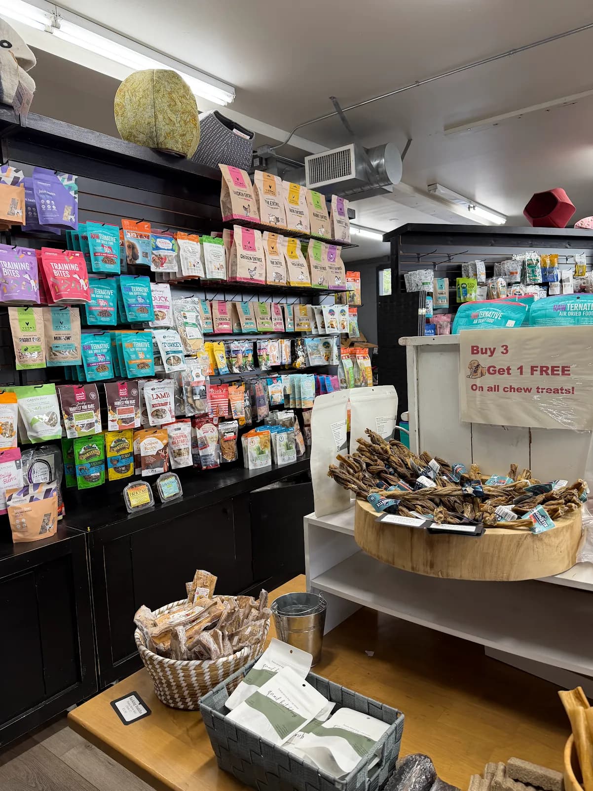 Inside Natural Pet Pantry store with treats and products